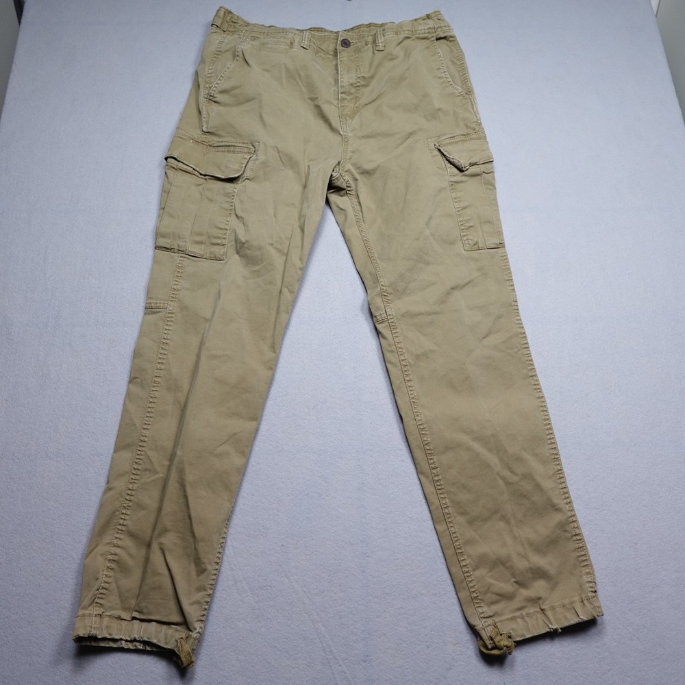 American Eagle Pants Mens 36x34 Beige Cargo Slim Fit Flex Tapered Casual